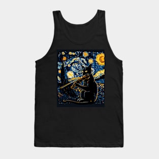 Cat Starry Night Nebula Navigations Tank Top